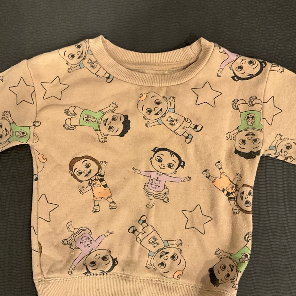 Kids Cartoon Print Sweater - Tan